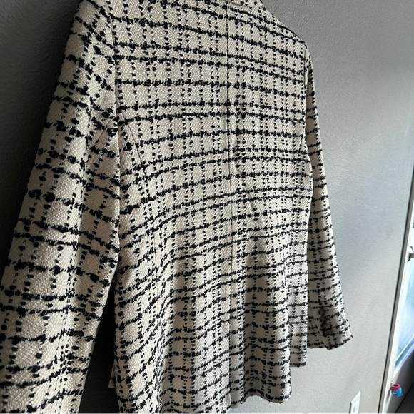 NWT Ann Taylor Black and White Double Breasted Tweed Blazer Jacket 8 - Picture 9 of 12